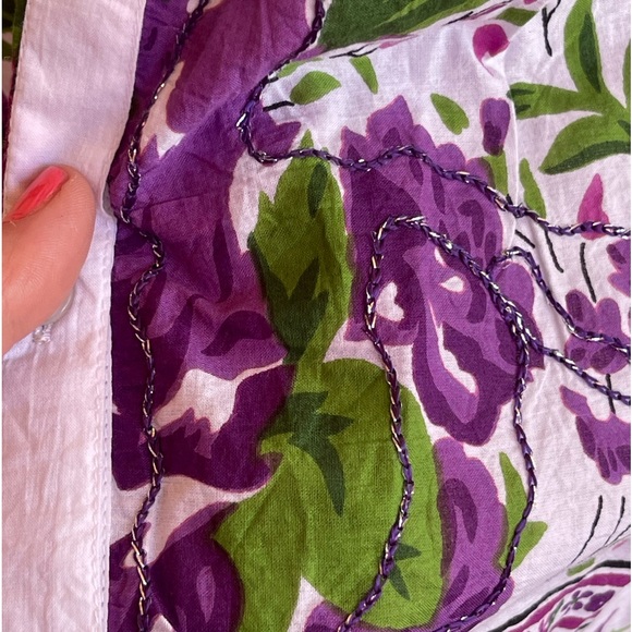 ASHA Violet Flowers Button Front Tunic Top, Dress or Swim Suit Cover EU-42 US-12 - Picture 13 of 13